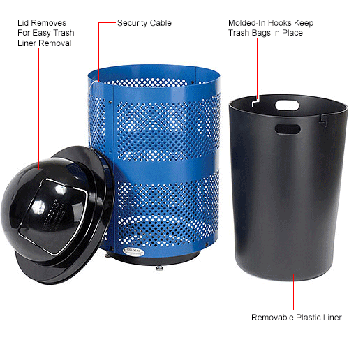 Global Industrial™ Outdoor Perforated Steel Trash Can With Dome Lid
