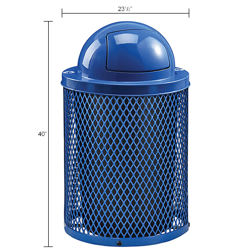 Global Industrial&#153; TrashTalk&#153; Thermoplastic Mesh Recycling Can w/Dome Lid, 36 Gal., Blue