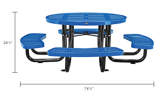 Global Industrial&#8482; 46" Child Size Round Outdoor Steel Picnic Table - Perforated Metal - Blue