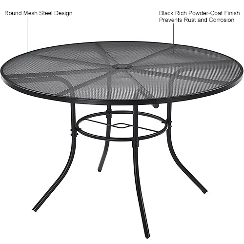 Interion 48 Round Outdoor Café Table, Metal Mesh Outdoor Furniture