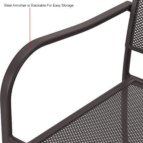 Interion&#174; Outdoor Café Steel Mesh Stacking Armchair - Bronze - 4 Pack