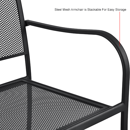 Interion&#174; Outdoor Café Steel Mesh Stacking Armchair - 4 Pack