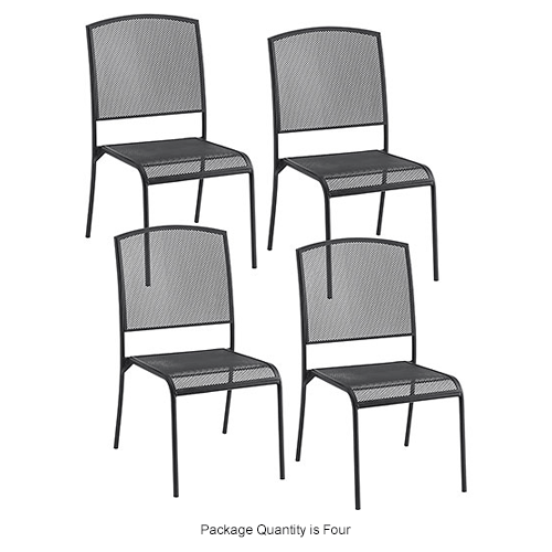 Interion&#174; Outdoor Café Steel Mesh Stacking Chair - Black - 4 Pack