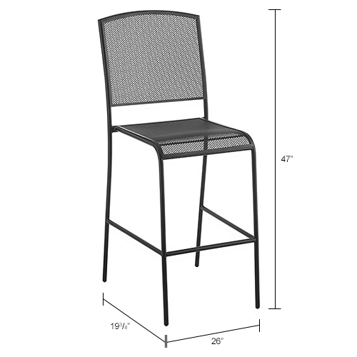 Interion® Outdoor Bar Stool, Steel Mesh, Black, 2 Pack