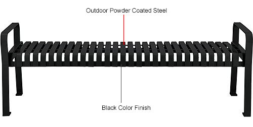 6 ft. Outdoor Steel Slat Park Bench without Back - Black