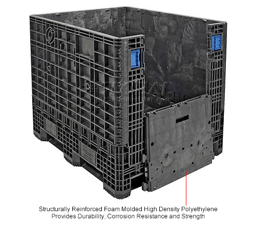 ORBIS BulkPak GP4048-39 Folding Bulk Shipping Container 48 x 40 x 39 2000 lb Capacity Black