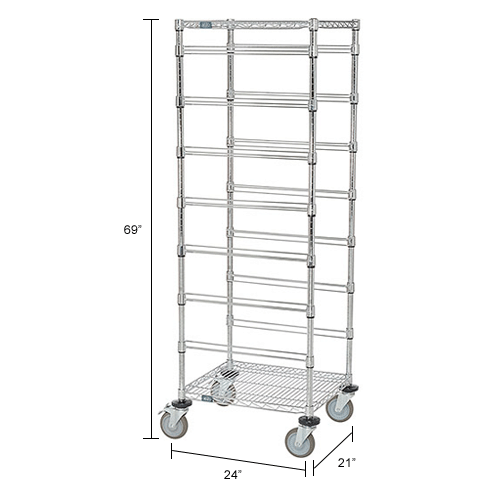 Chrome Wire Cart With 7 6inH Grid Containers 
																			