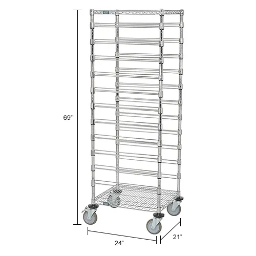 Global Industrial™ Chrome Wire Cart With (11) 3H Blue Grid Containers,  21x24x69
