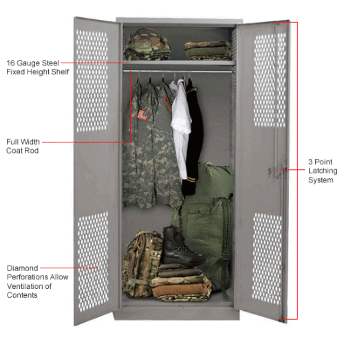 Hallowell TA50 Military Gear Storage Locker, 42"Wx24"Dx78"H, Dark Gray