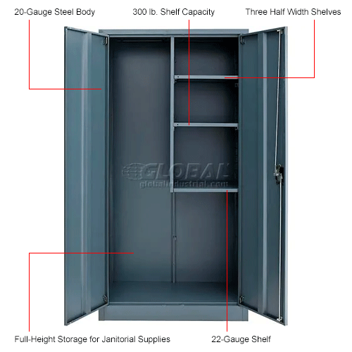 Global Industrial™ Janitorial Easy Assembly 36x18x72 Gray