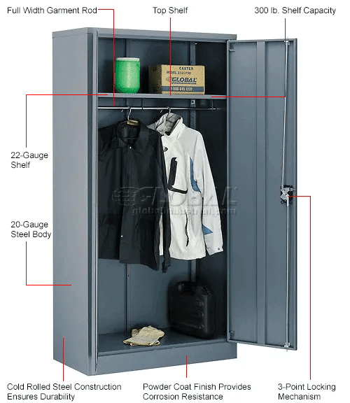 Global Industrial Wardrobe Cabinet Easy Assembly 36x18x72 Gray 270031gy Globalindustrial Com Wardrobe Cabinet Easy Assembly 36x18x72, Metal Clothes Storage Cabinets