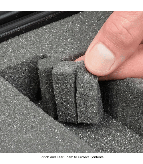 Plastic Protective Storage Cases with Pinch Tear Foam, 131/2"x10"x33/4", Black 270231