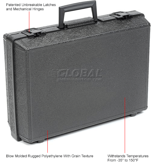Plastic Protective Storage Cases with Pinch Tear Foam, 17"x12"x51/2", Black 270232
