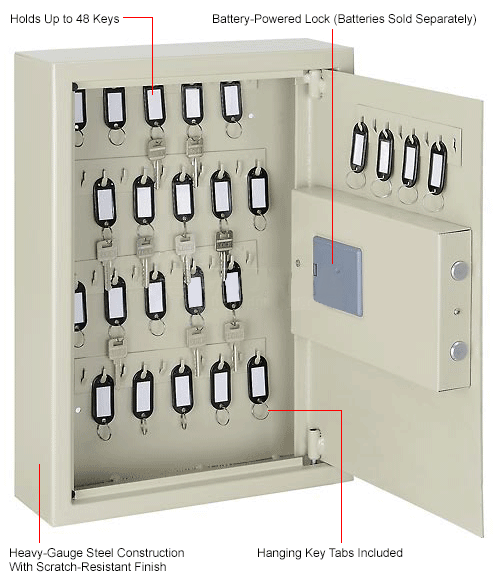 48 Key Digital Safe Electronic Security Cabinet Box Storage Metal Wall Mount 