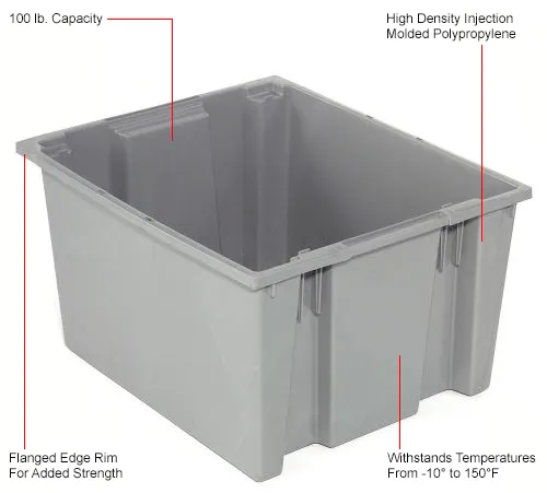 Global Industrial™ Plastic Stack & Nest Storage Container, No Lid