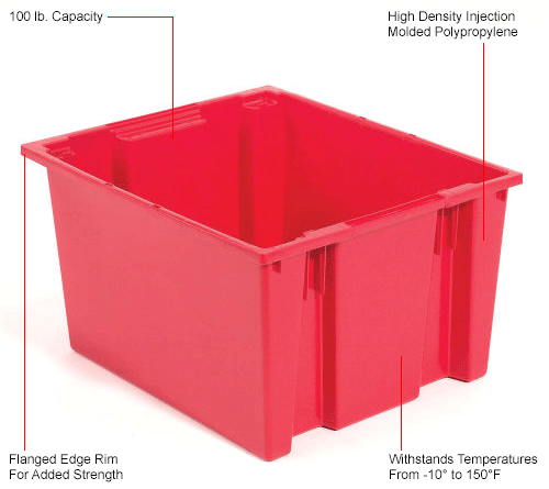 Global Industrial™ Stack and Nest Storage Container SNT230 No Lid 23-1/ ...