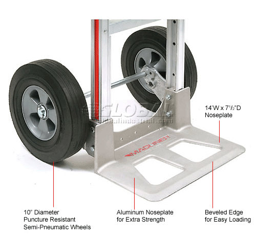 Magliner Aluminum Hand Truck Loop Handle Semi-Pneumatic Wheels