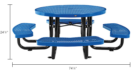Global Industrial&#8482; 46" Child Size Round Outdoor Steel Picnic Table - Expanded Metal - Blue