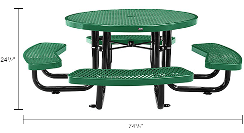 Global Industrial&#8482; 46" Child Size Round Outdoor Steel Picnic Table - Expanded Metal - Green