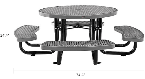 Global Industrial&#8482; 46" Child Size Round Outdoor Steel Picnic Table - Expanded Metal - Gray