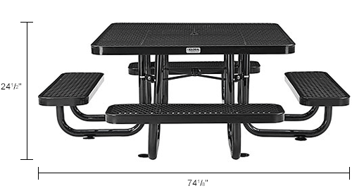 Global Industrial&#8482; 46" Child Size Square Outdoor Steel Picnic Table - Expanded Metal - Green