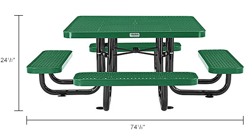 Global Industrial&#8482; 46" Child Size Square Outdoor Steel Picnic Table - Expanded Metal - Green