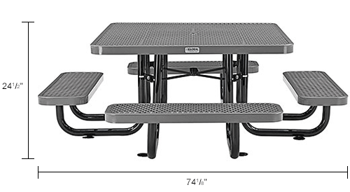 Global Industrial&#8482; 46" Child Size Square Outdoor Steel Picnic Table - Expanded Metal - Gray