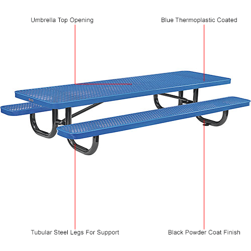 Global Industrial™ 8' Rectangular Kids Picnic Table, Expanded Metal, Blue