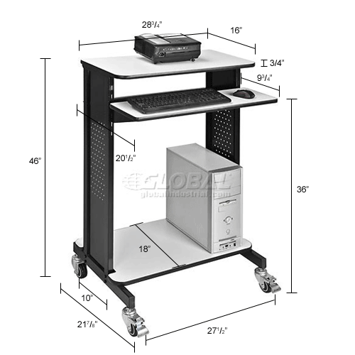 Global Industrial™ Mobile Computer Workstation & Standing Desk With