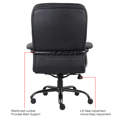Big and Tall Executive Chair with Arms and Pillow Top - Vinyl - High Back - Black
