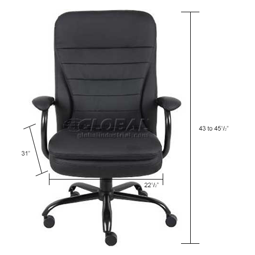 Big and Tall Executive Chair with Arms and Pillow Top - Vinyl - High Back - Black