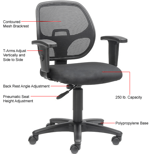 Interion® Mesh Fabric Black Office Chair With Arms, Unassembled