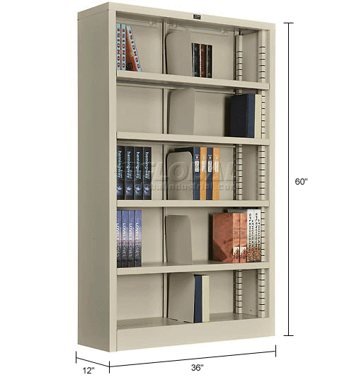 Interion All Steel Bookcase 36 W X 12, 90 Inch Wide Bookcase