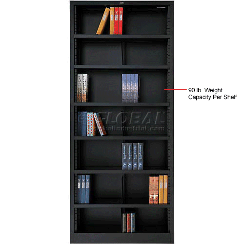 All Steel Bookcase 36 W x 12 D x 84 H Putty 7 Openings 