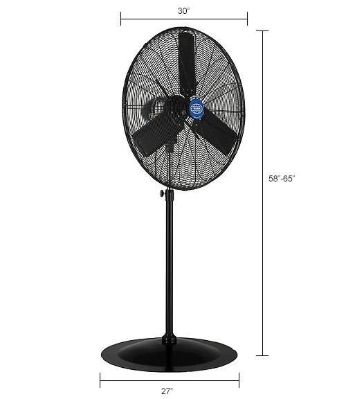 Outdoor Oscillating Pedestal Fan, 30 Inch Diameter, 3/10HP 8400CFM