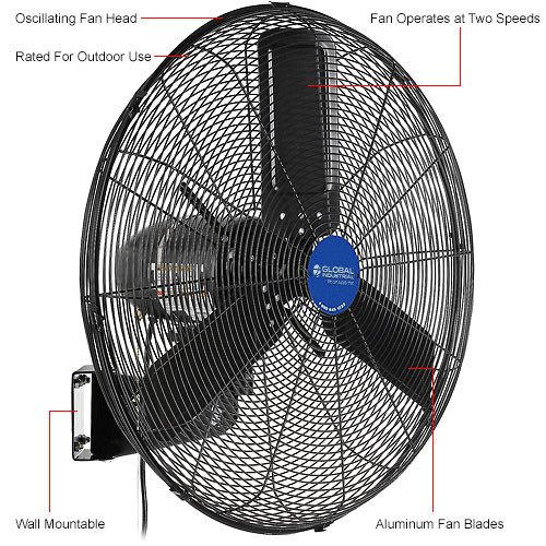 Outdoor Oscillating Wall Mounted Fan 24 In. Diameter 3/10HP 7700CFM