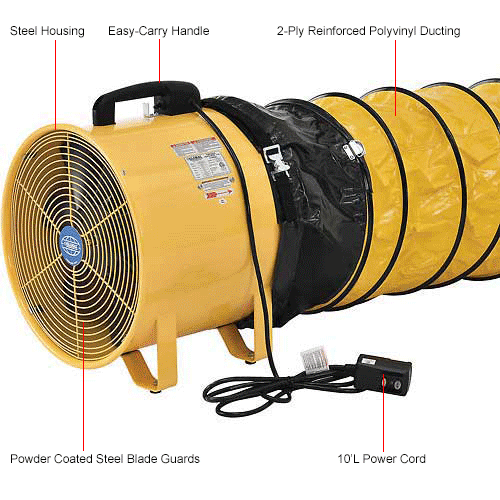 Global Industrial™ 12" Portable Ventilation Fan with 32' Flexible Duct