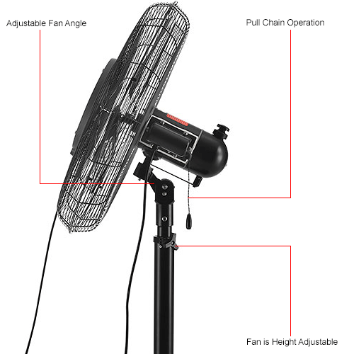 CD&reg; 24" Pedestal Misting Fan - Outdoor Rated - Oscillating - 7435 CFM - 1/7 HP