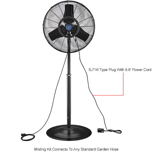 CD&reg; 24" Pedestal Misting Fan - Outdoor Rated - Oscillating - 7435 CFM - 1/7 HP