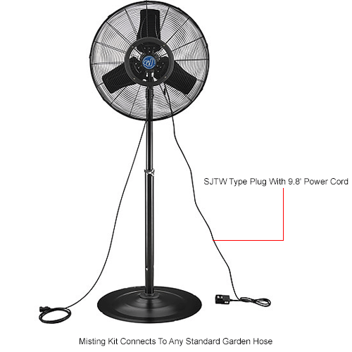 CD&#174; 30" Pedestal Misting Fan, Outdoor Rated, Oscillating, 7204 CFM, 1/7 HP