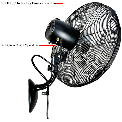 Global Industrial™ 18" Industrial Wall Mounted Oscillating Fan, 4550 CFM, 1/6 HP
																			