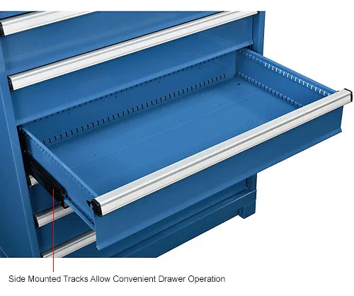 Global Industrial™ Modular Drawer Cabinet, 14 Drawers, w/ Lock, 36W x 24D  x 57H, Blue