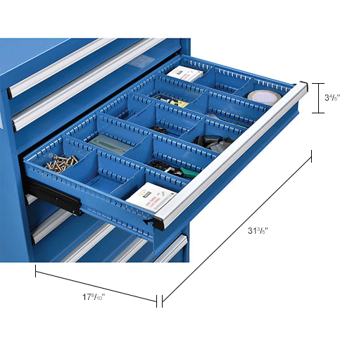 Dividers for 5"H Drawer of Global&#8482; Modular Drawer Cabinet 36"Wx24"D, Blue