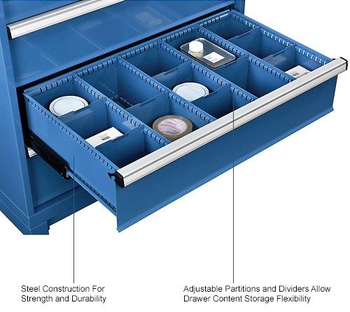 Dividers for 8"H Drawer of Global&#8482; Modular Drawer Cabinet 36"Wx24"D, Blue