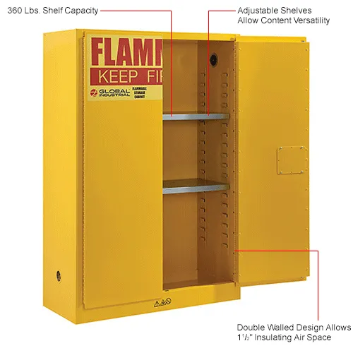 Eagle Flammable Liquid Safety Storage Cabinet Bi-fold self-closing