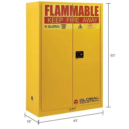 Global Industrial™ Flammable Cabinet, Manual Close Double Door, 45