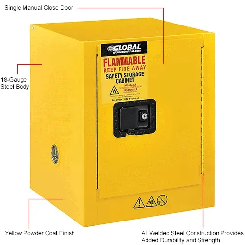 Global Industrial™ Flammable Cabinet, Manual Close Single Door, 4