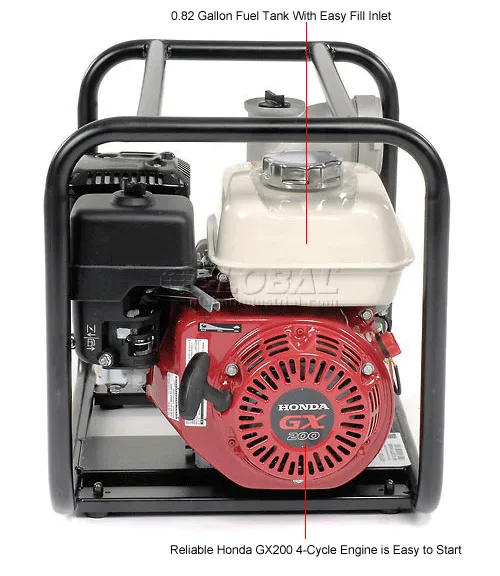 Water Transfer Pump 3 Intake/Outlet 6.5HP Honda Engine