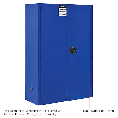 Global Industrial™ Acid Corrosive Cabinet - 45 Gallon - Manual Close 43W x  18D x 65H