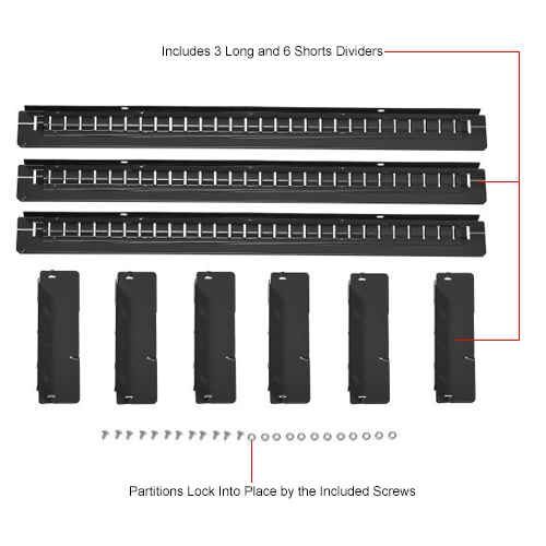 Divider Kit for 3"H Drawer of Global&#8482; Modular Drawer Cabinet 30"Wx27"D, Black